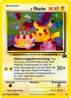 S Pikachu, Karte 24 aus Wizards Black Star Promos