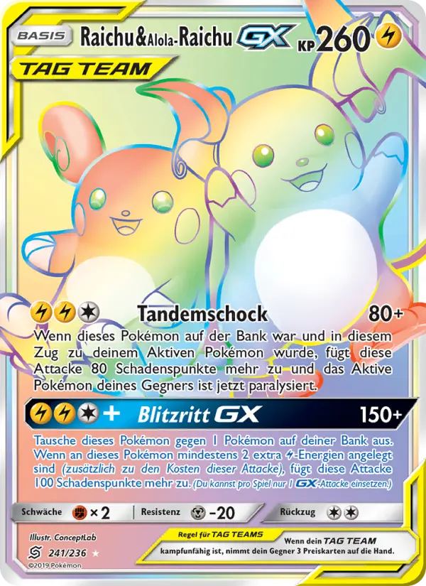 Raichu & Alola-Raichu GX card image