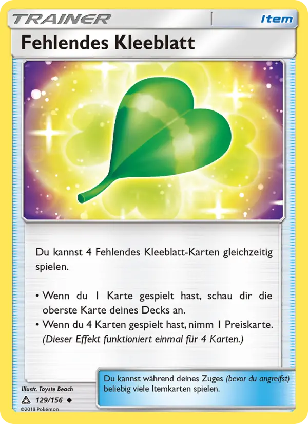Fehlendes Kleeblatt Pokemon card