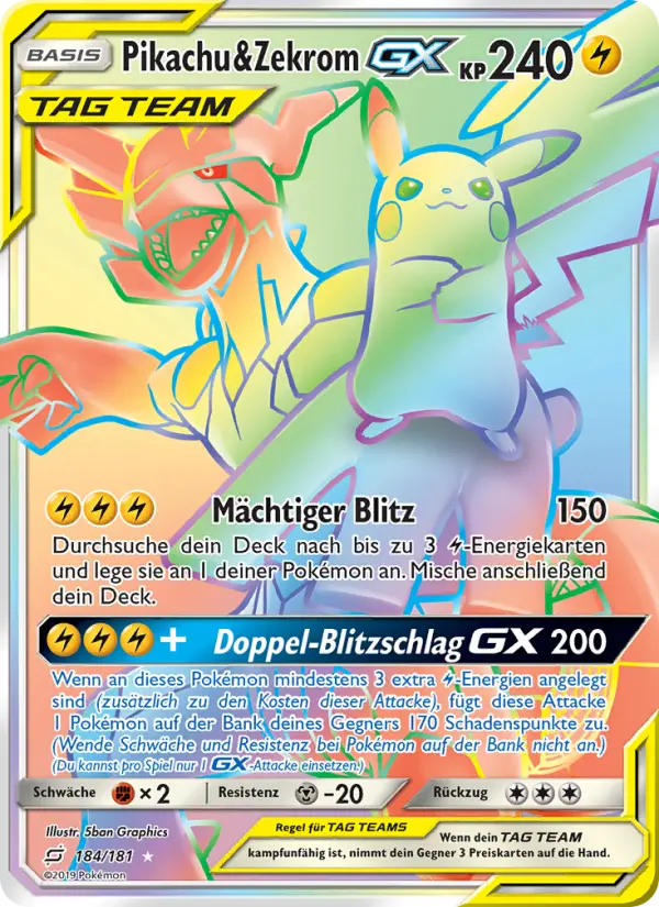 Pikachu & Zekrom GX card image