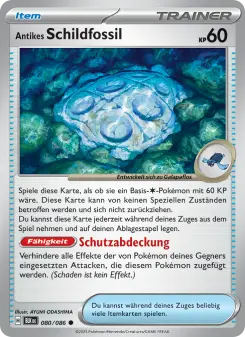 Antikes Schildfossil – Schwarze Blitze Nr. 080