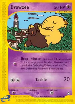 Cute Drowzee Common card from Aquapolis - collectible Pokémon TCG