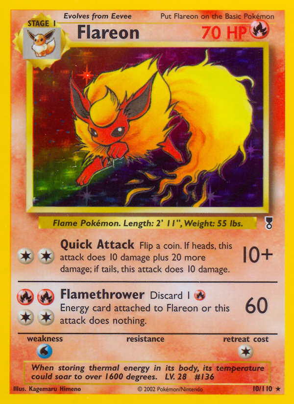 Flareon #10 Reverse Holo, Legendary Collection card photo