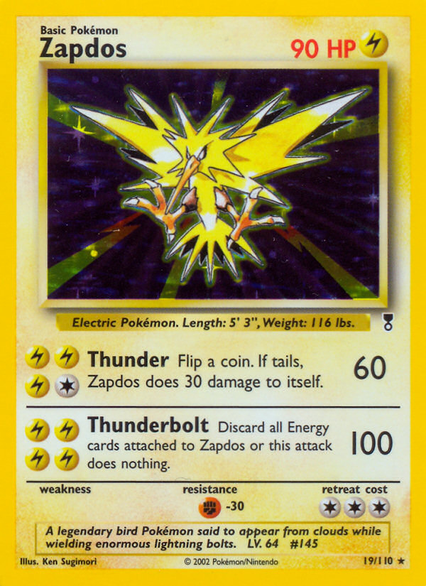 Zapdos #19 Reverse Holo, Legendary Collection card photo
