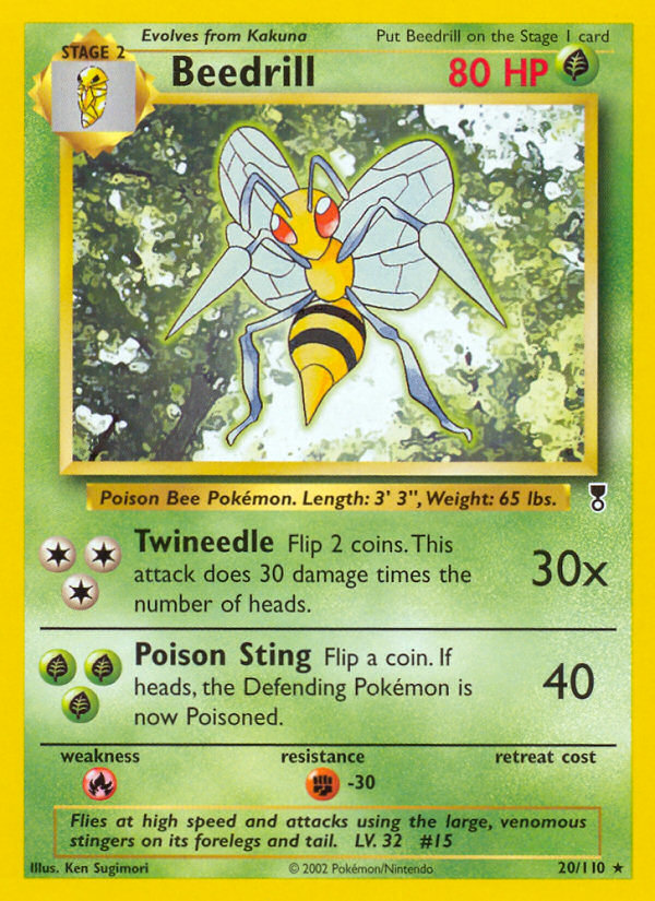 Beedrill holo card art from Legendary Collection LC-20 by Ken Sugimori