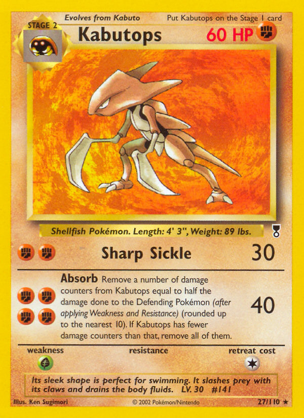 Kabutops #27 Reverse Holo, Legendary Collection card photo