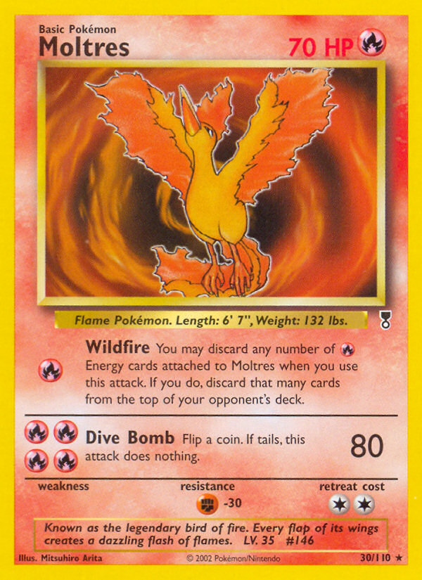 Moltres Legendary Collection holo card art by Mitsuhiro Arita