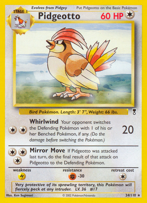 Pidgeotto #34 Reverse Holo, Legendary Collection card photo