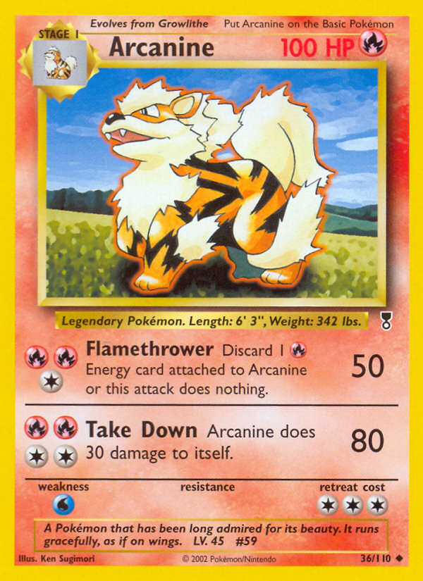 Arcanine #36 Reverse Holo, Legendary Collection card photo