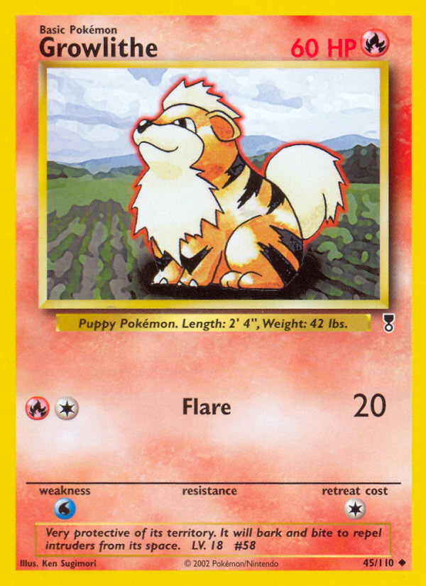 Growlithe #45 Reverse Holo, Legendary Collection card photo