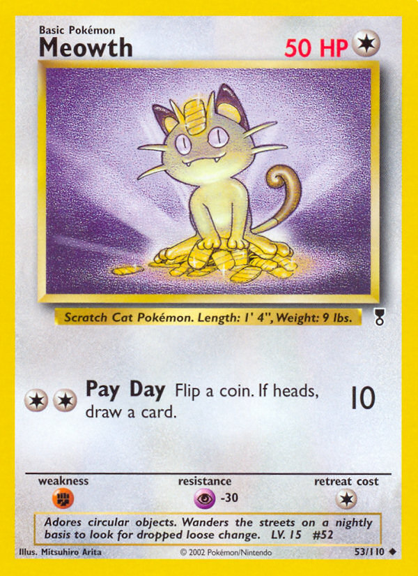 Meowth #53 Reverse Holo, Legendary Collection card photo