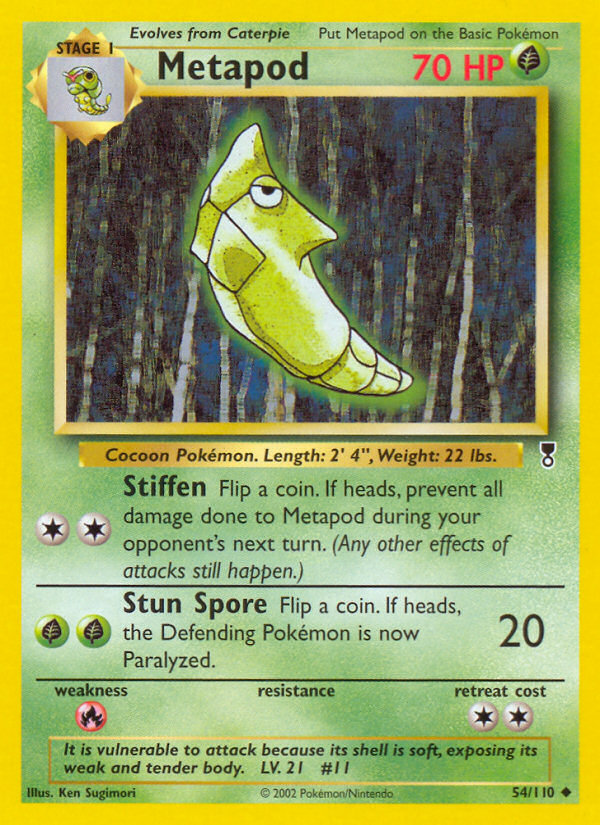 Metapod card art from Legendary Collection illustrated by Ken Sugimori
