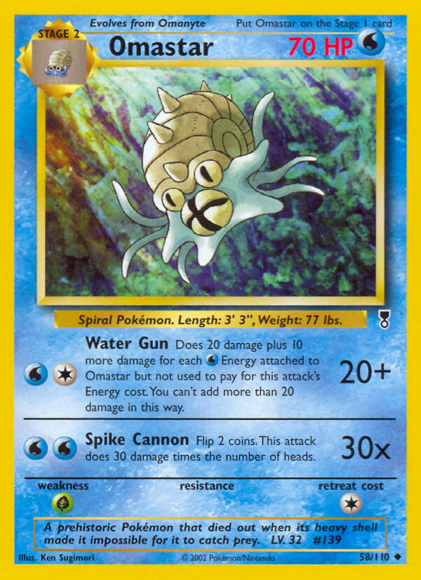 Omastar #58 Reverse Holo, Legendary Collection card photo