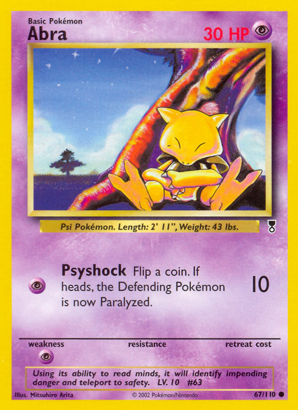 Abra #67 Reverse Holo, Legendary Collection card photo