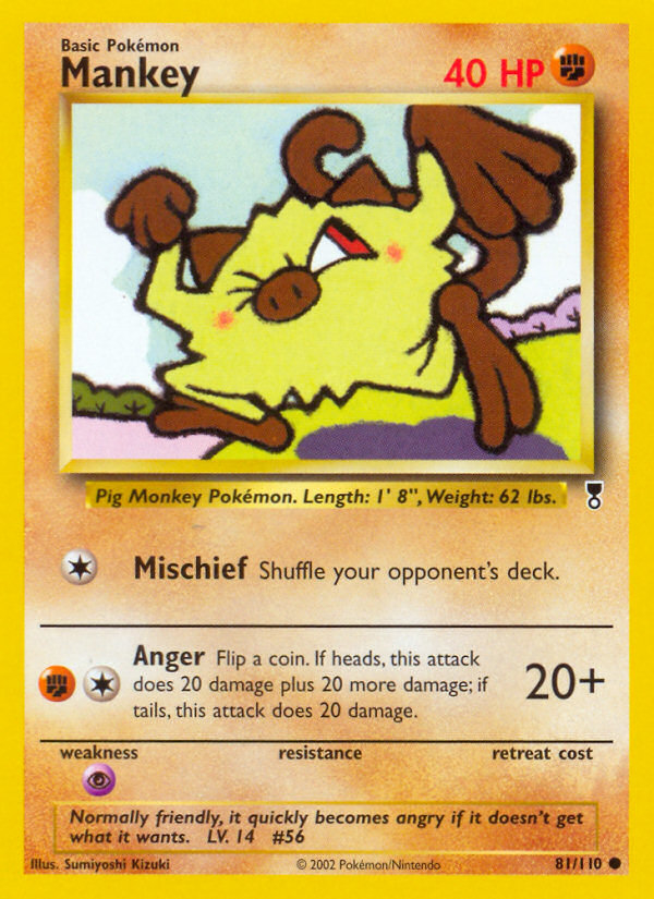 Mankey #81 Reverse Holo, Legendary Collection card photo