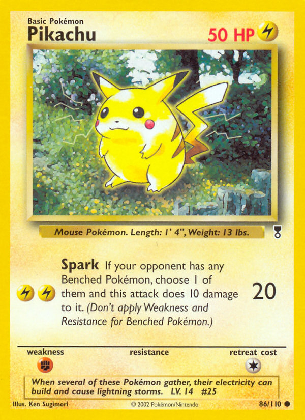 Pikachu #86 Reverse Holo, Legendary Collection card photo