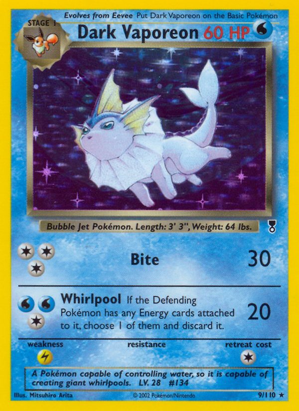 Dark Vaporeon #9 Reverse Holo, Legendary Collection card photo