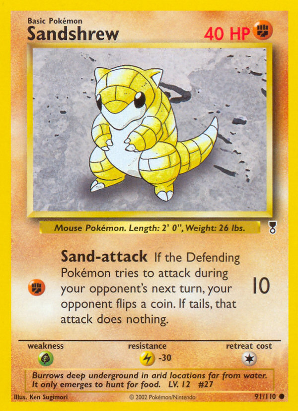 Sandshrew #91 Reverse Holo, Legendary Collection card photo