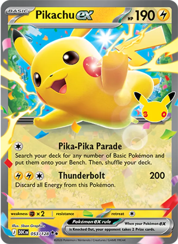 Pikachu ex — 30th Celebration 053