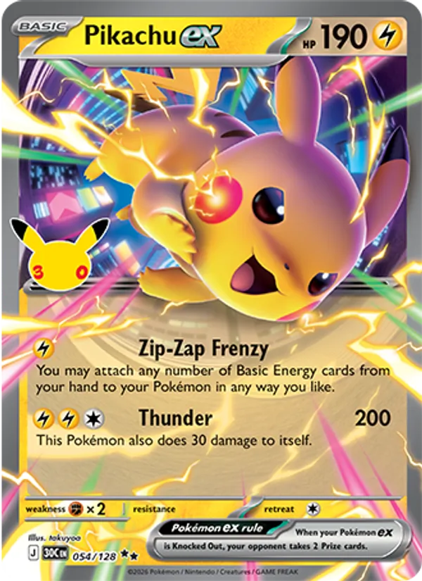 Pikachu ex — 30th Celebration 054