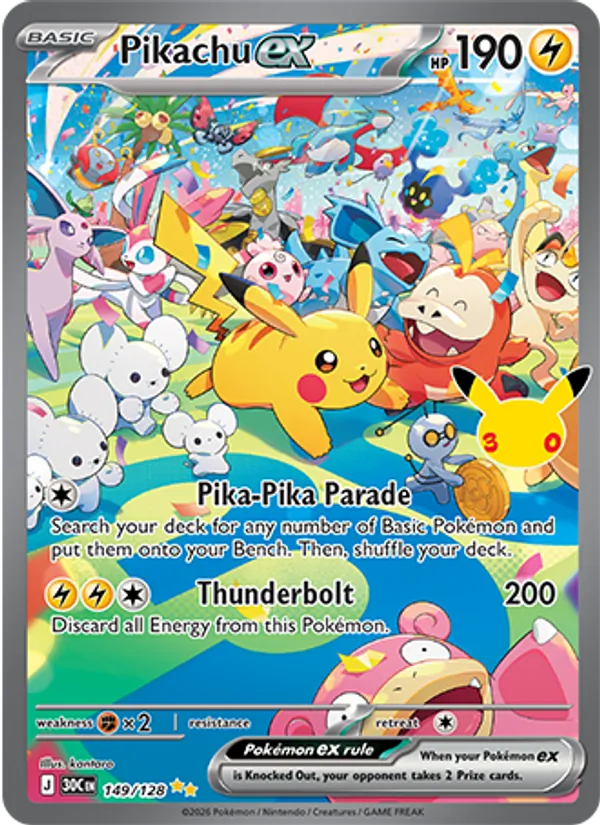Pikachu ex — 30th Celebration 149