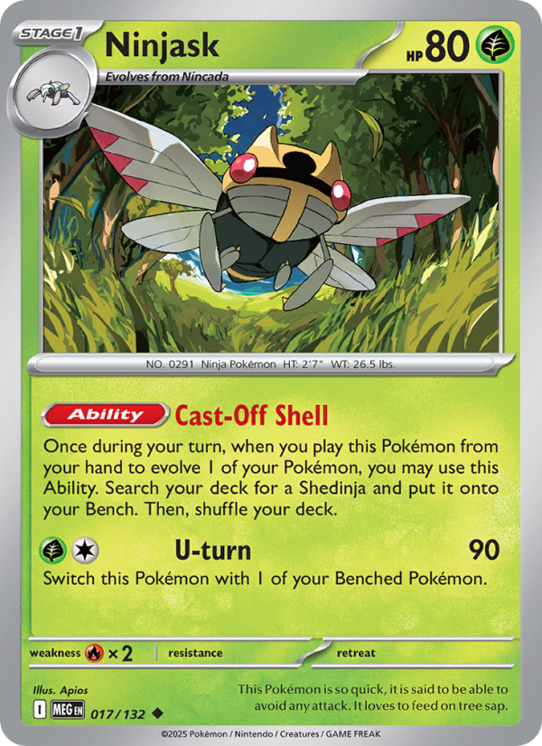 Ninjask Pokémon card — Mega Evolution #17, Uncommon