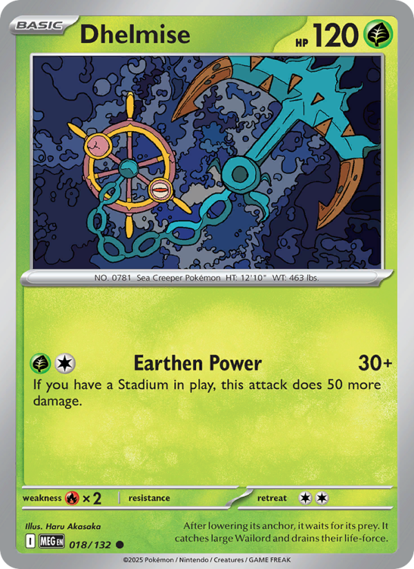 Dhelmise Pokémon card — Mega Evolution #18, Common
