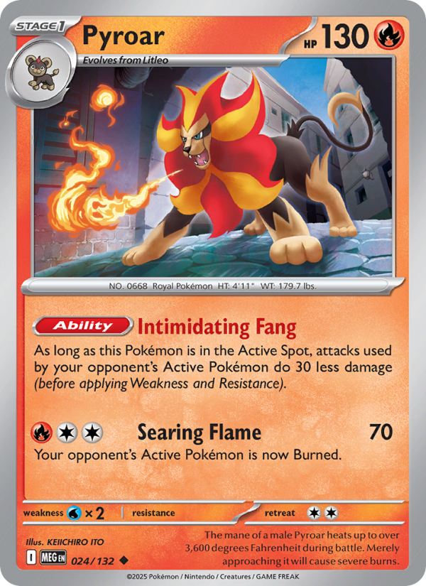 Pyroar Pokémon card — Mega Evolution #24, Uncommon