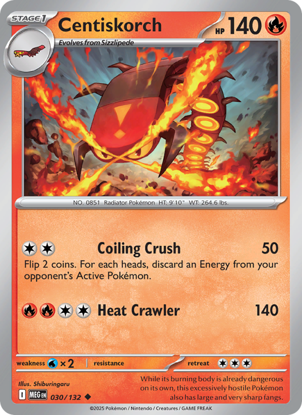 Centiskorch Pokémon card — Mega Evolution #30, Uncommon