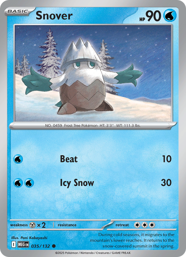 Snover Pokémon card — Mega Evolution #35, Common