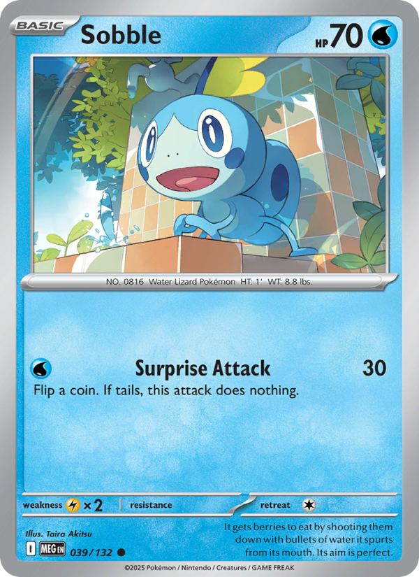 Sobble Pokémon card — Mega Evolution #39, Common