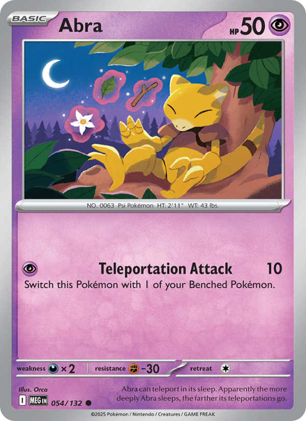 Abra Pokémon card — Mega Evolution #54, Common