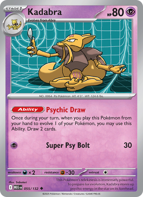 Kadabra Pokémon card — Mega Evolution #55, Uncommon