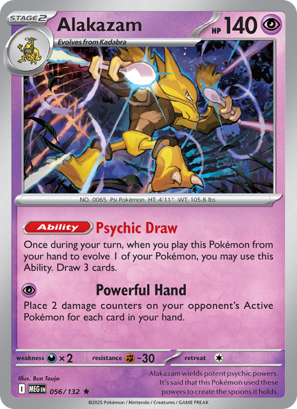 Alakazam Pokémon card — Mega Evolution #56, Rare