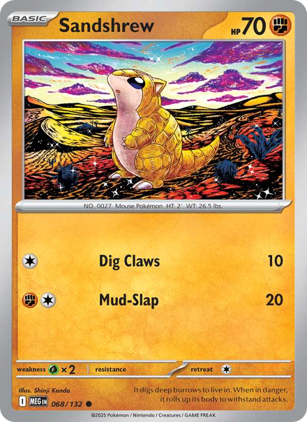 Sandshrew Pokémon card — Mega Evolution #68, Common