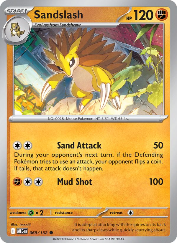 Sandslash Pokémon card — Mega Evolution #69, Common