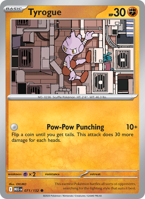 Tyrogue Pokémon card — Mega Evolution #71, Common