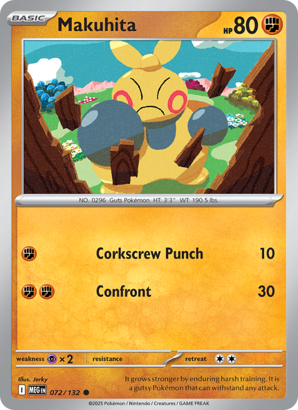 Makuhita Pokémon card — Mega Evolution #72, Common
