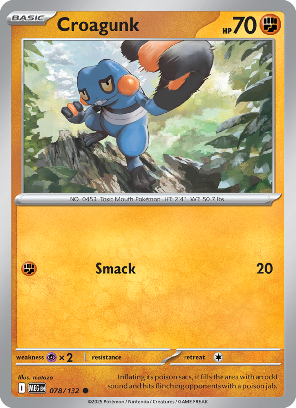 Croagunk Pokémon card — Mega Evolution #78, Common