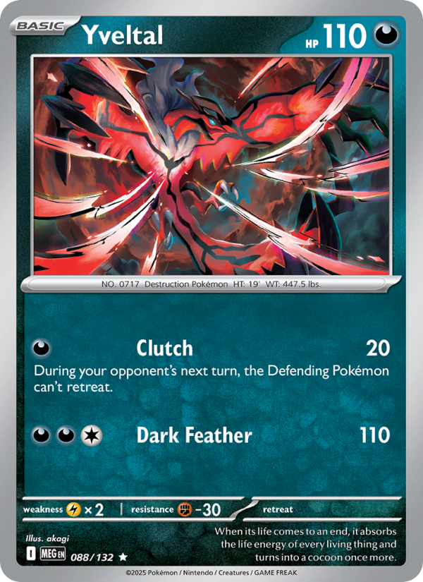 Yveltal Pokémon card — Mega Evolution #88, Rare