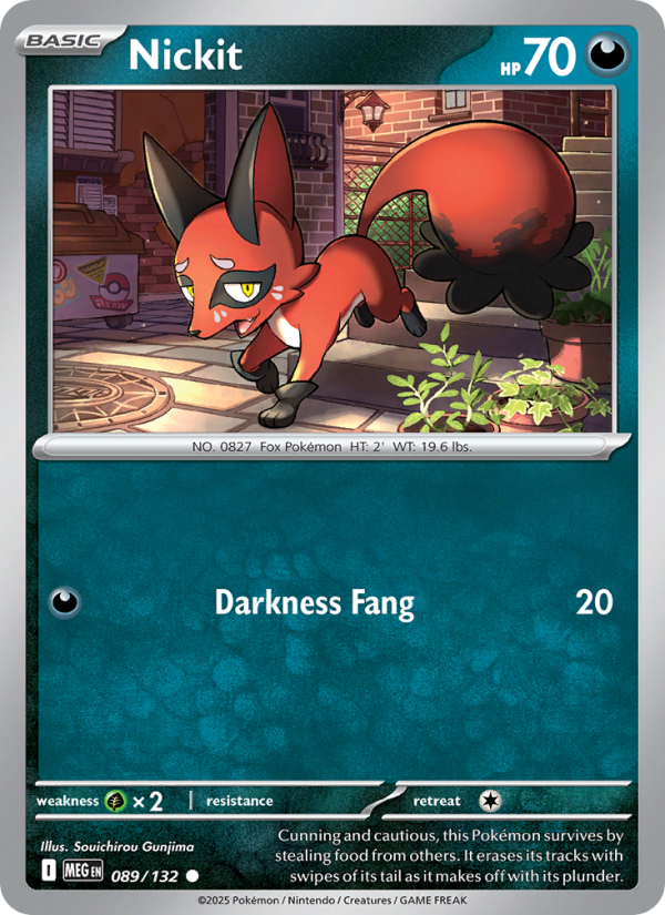 Nickit Pokémon card — Mega Evolution #89, Common
