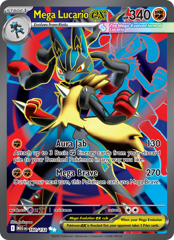 Lucario Pokémon card — Mega Evolution #160, Ultra Rare