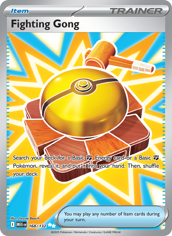 Fighting Gong card art from the Mega Evolution set, illustrated by Toyste Beach