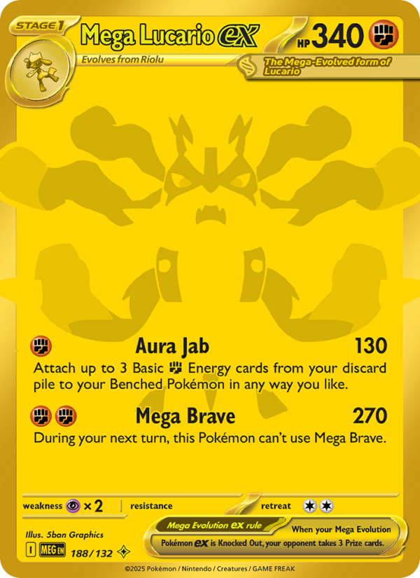 Lucario Pokémon card — Mega Evolution #188, Mega Hyper Rare