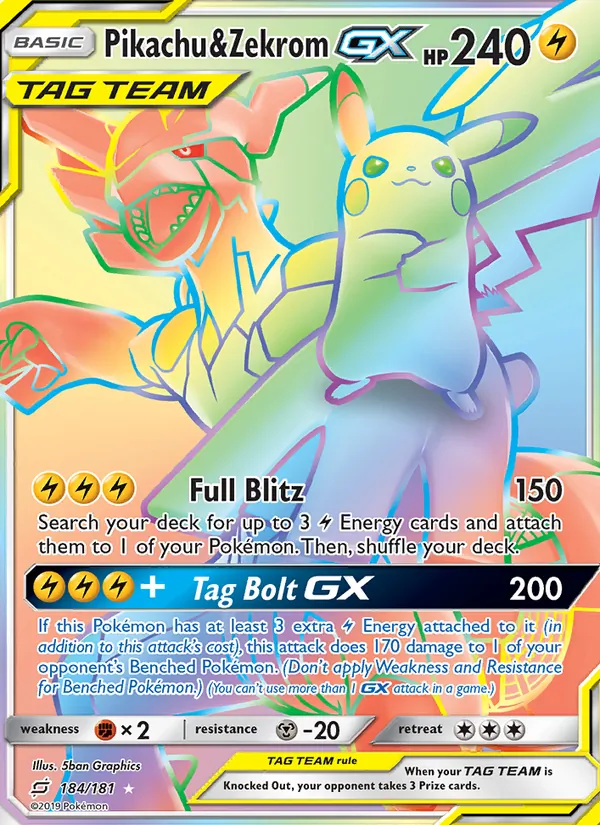 Pikachu & Zekrom GX 184 – Non-holo