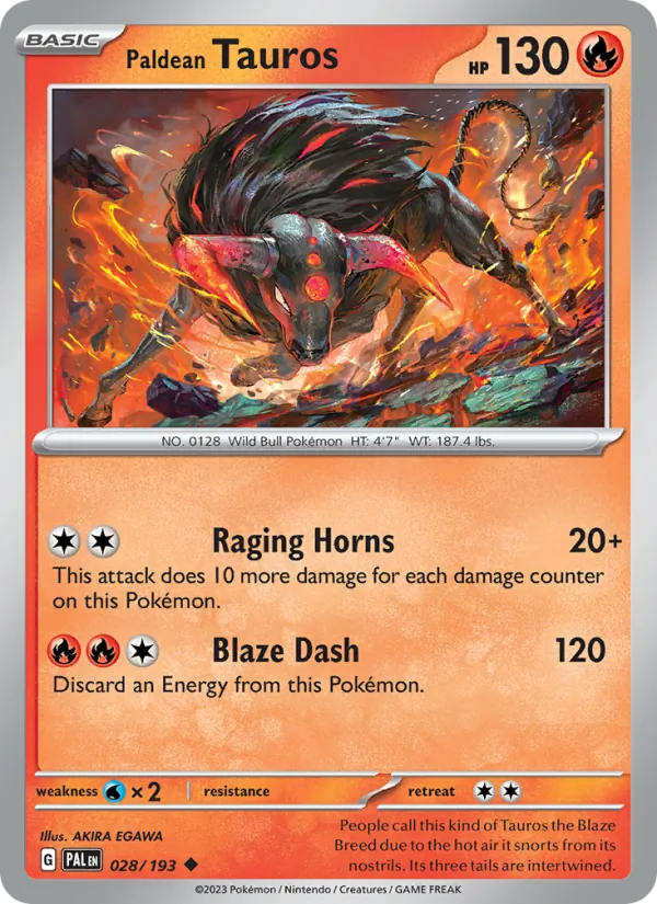 Paldean Tauros 028 – Non-holo