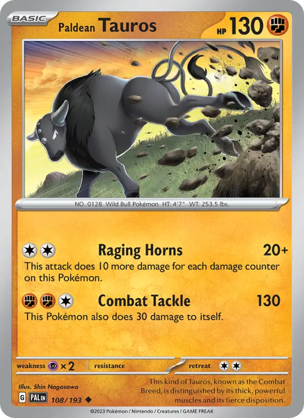Paldean Tauros 108 – Non-holo