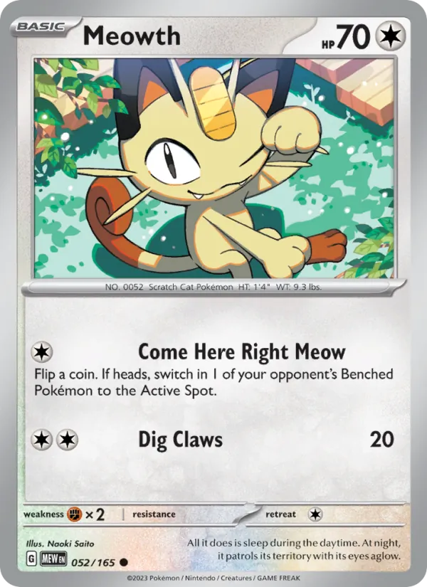 Meowth 052 – Non-holo