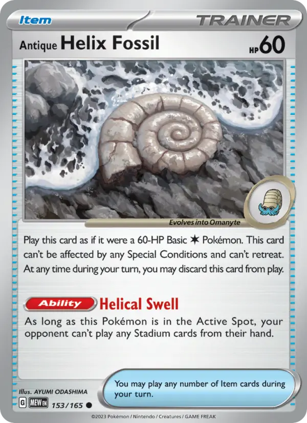 Antique Helix Fossil 153 – Non-holo