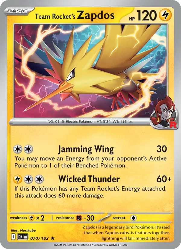 Team Rocket's Zapdos 070 – Reverse Holo